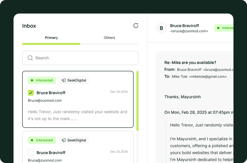 Every reply in one inbox